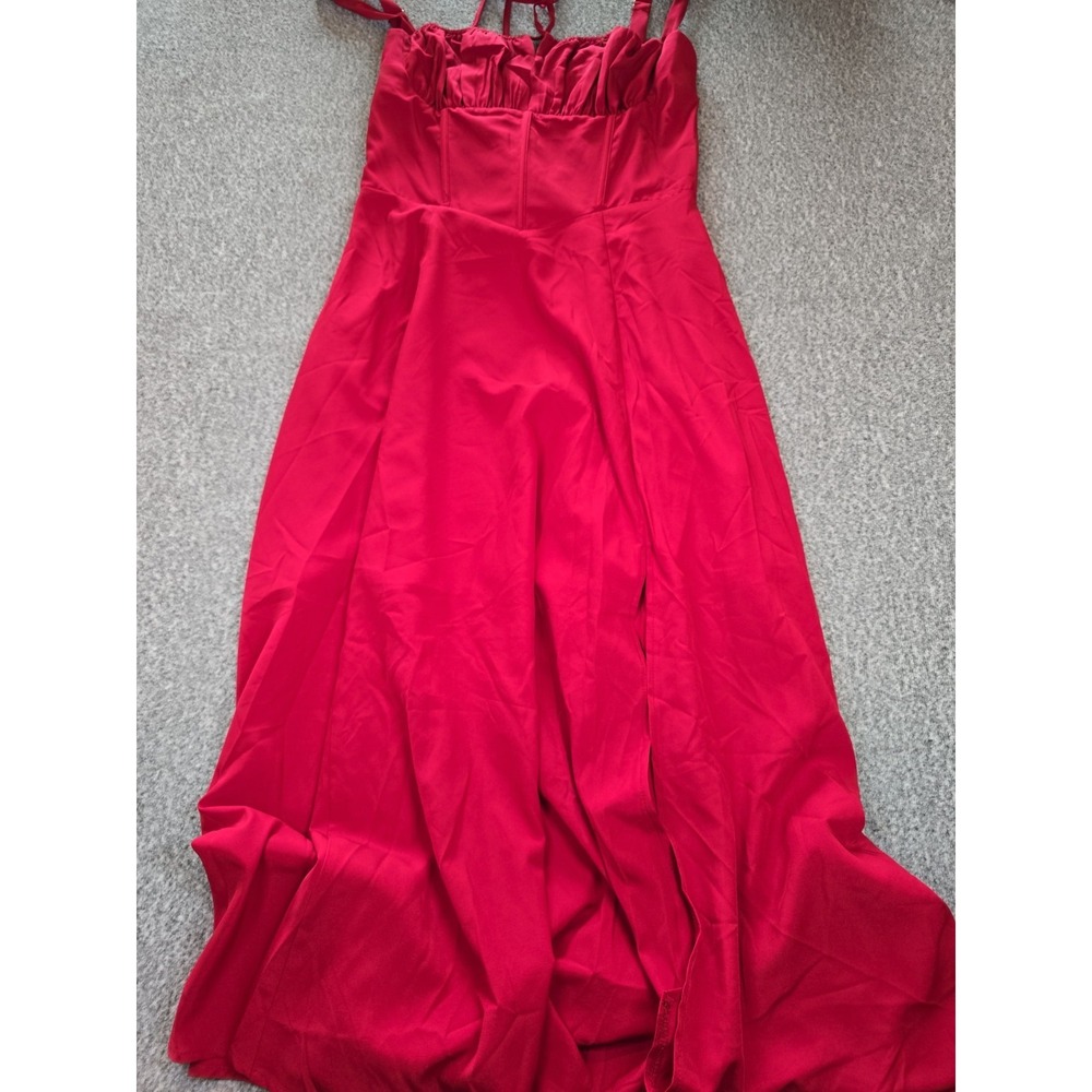 Parthea Milkmaid Dress Red Large